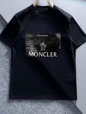 Designer Style Triangle Graphic Tee - Red Logo Figure Black Shirt